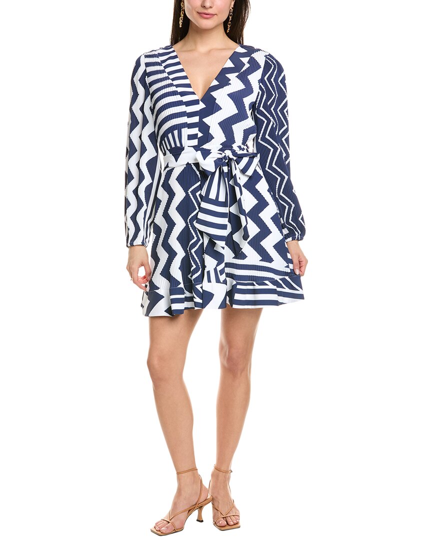 Milly Liv Pleated Satin Mini Dress, Blue / 2