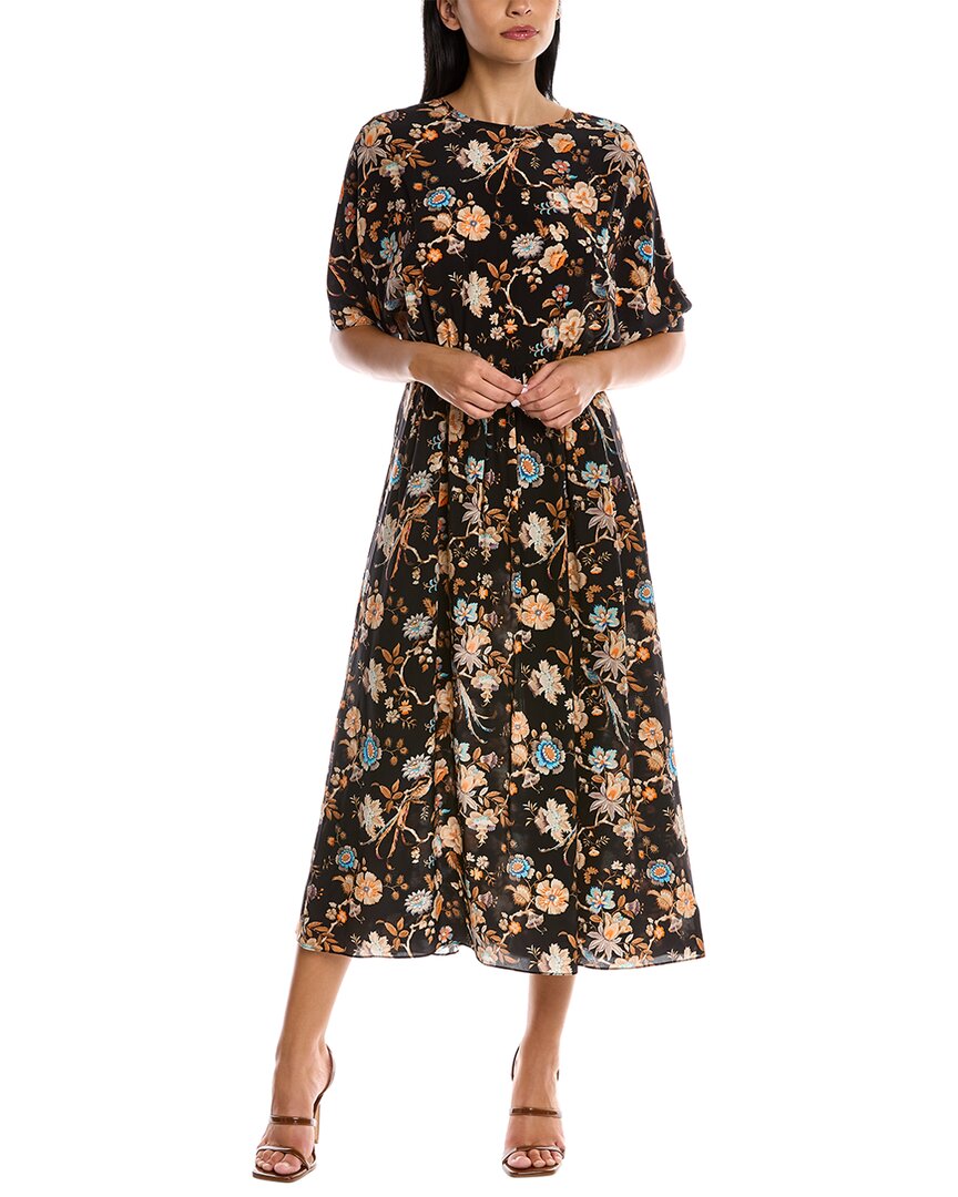 les reveries silk dress Les Reveries Long Sleeve Victorian Dress Black Daffodil Print Silk Siz   Celebrity Owned