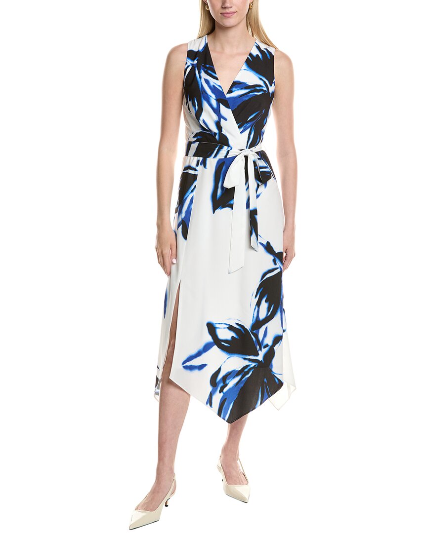 Anne Klein Surplice Midi Dress, 0 / Blue