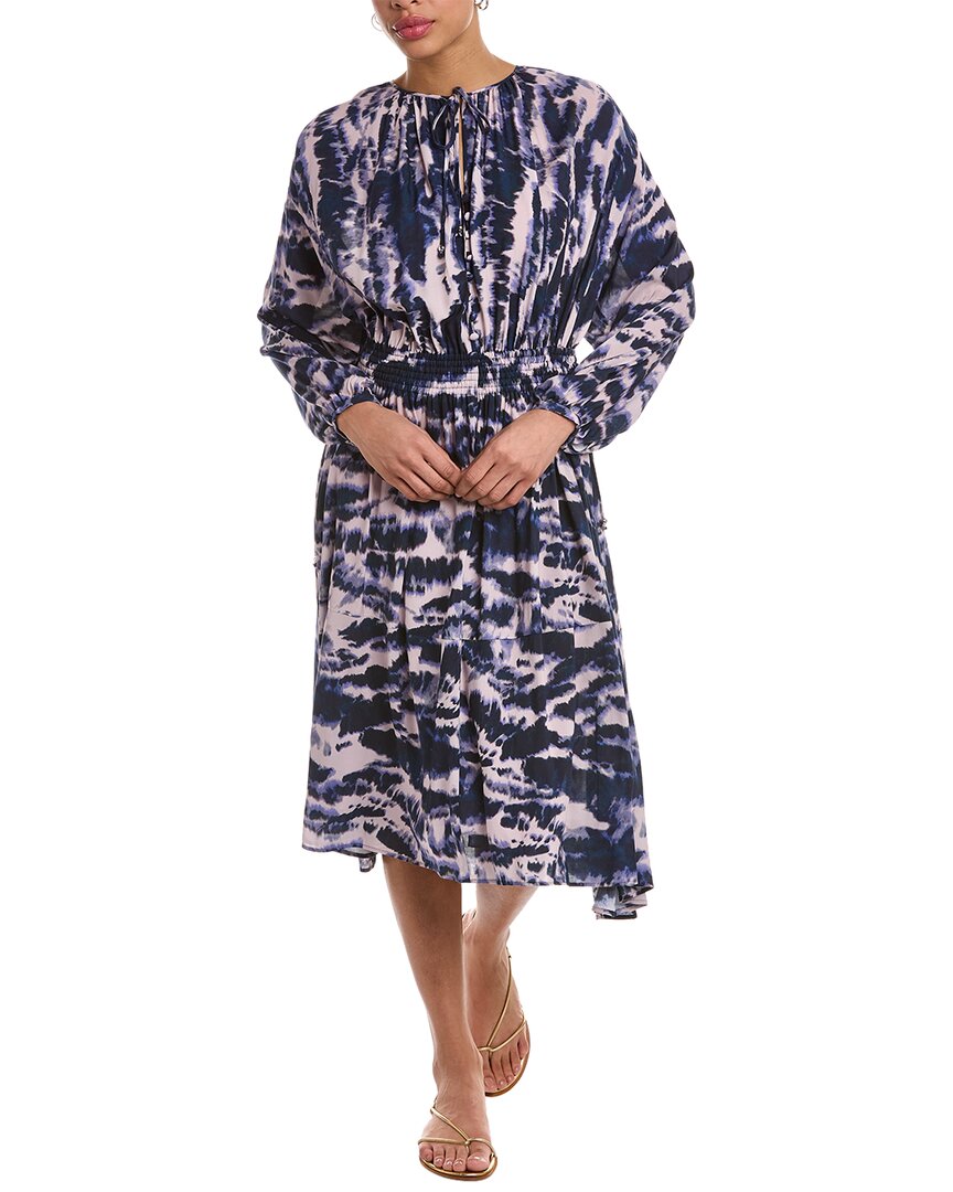 Boss Tie Neck Midi Dress - Blue