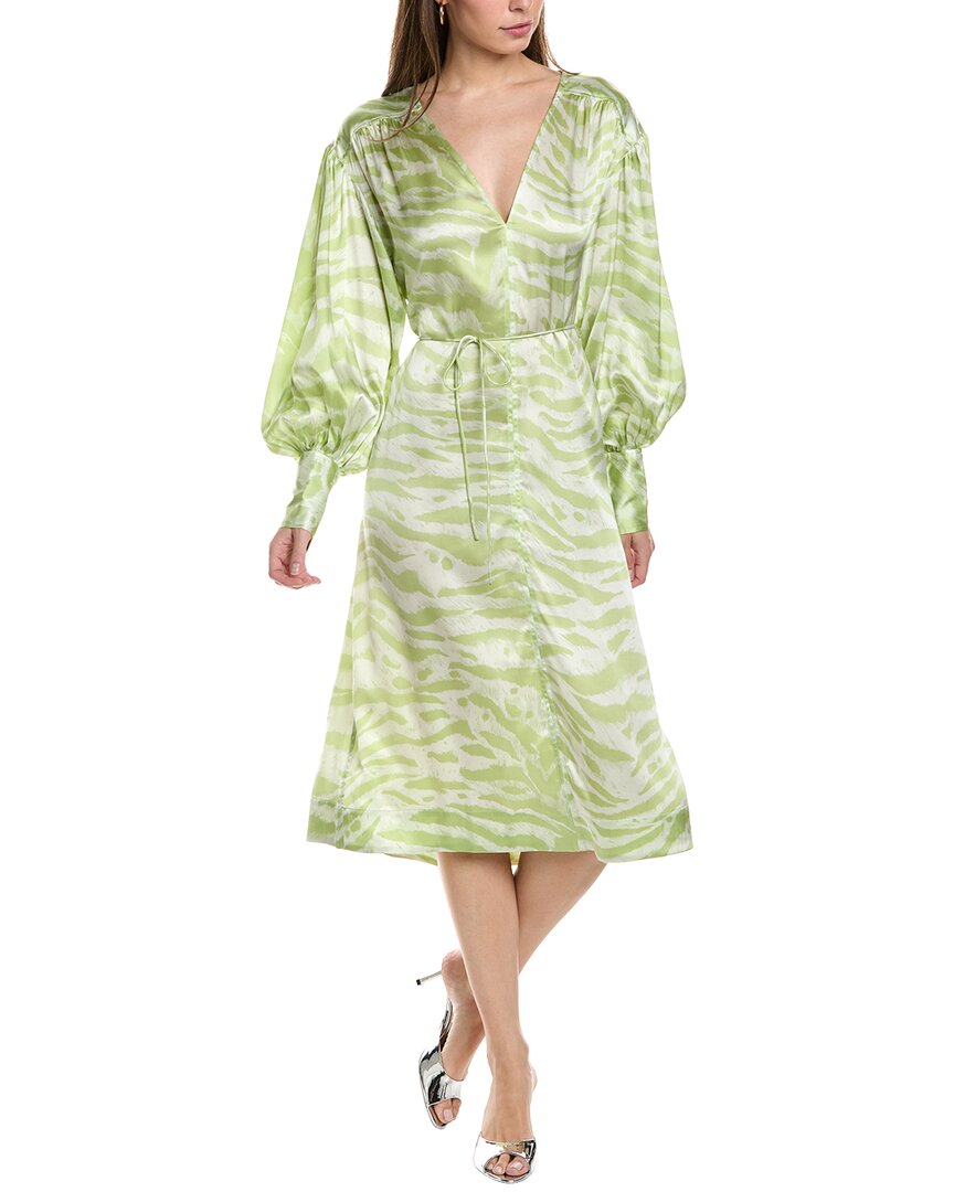 Ganni Drop-Shoulder V-Neck Silk-Blend Maxi Dress Ganni Drop-Shoulder V-Neck Silk-Blend Maxi Dress