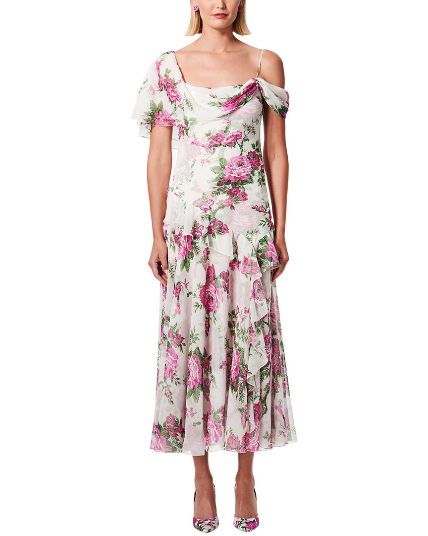 Carolina Herrera Draped Shoulder Silk Midi Dress – Bluefly