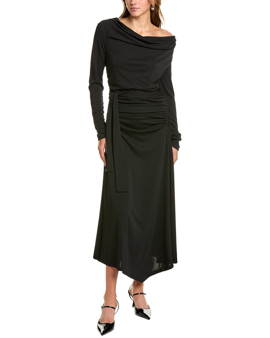 Nicholas Elysia Scarf Cowl Neck Midi Dress, 2 / Black