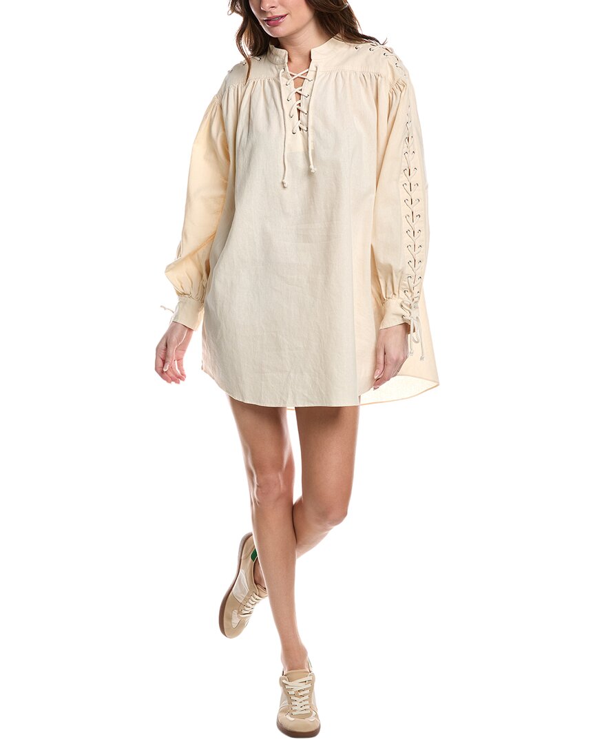 mini white pirate dress RE/DONE Pirate Linen-Blend Mini Dress