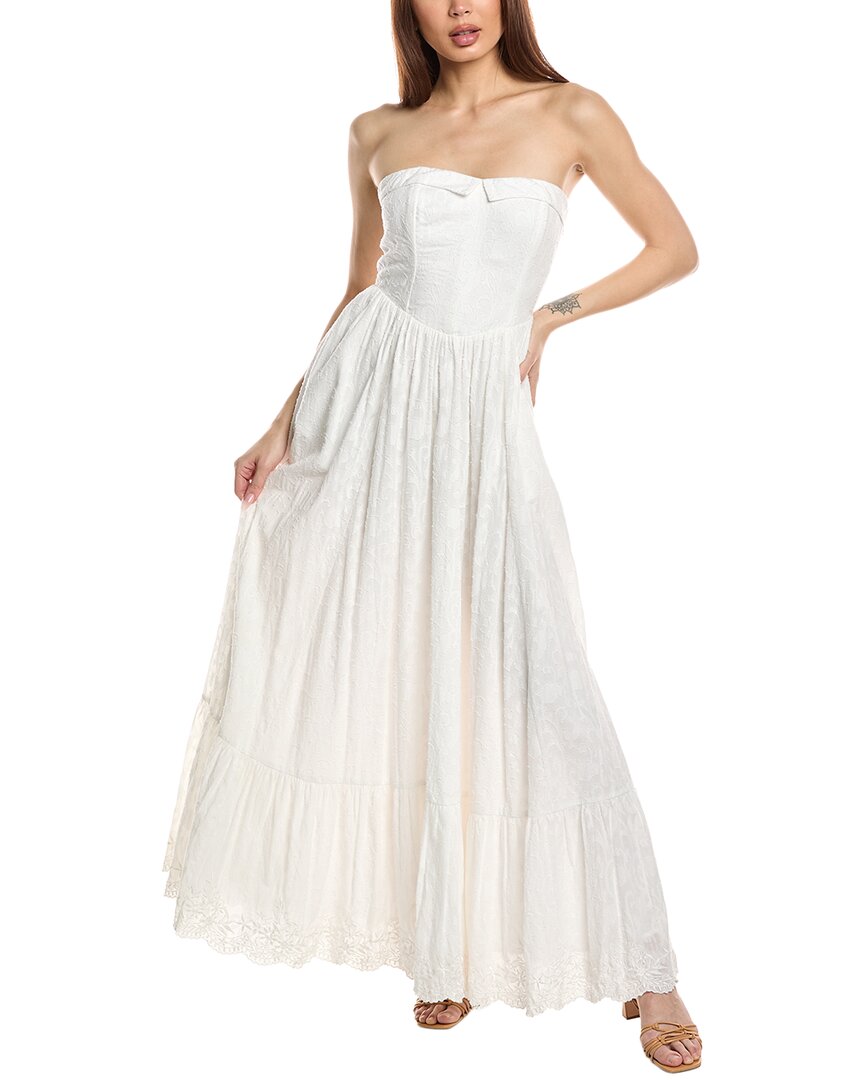 high low maxi dress in white hemant and nandita Hemant & Nandita Corseted Maxi Dress