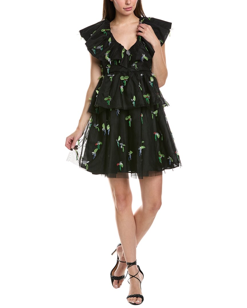 Ganni Tiered Mesh Mini Dress