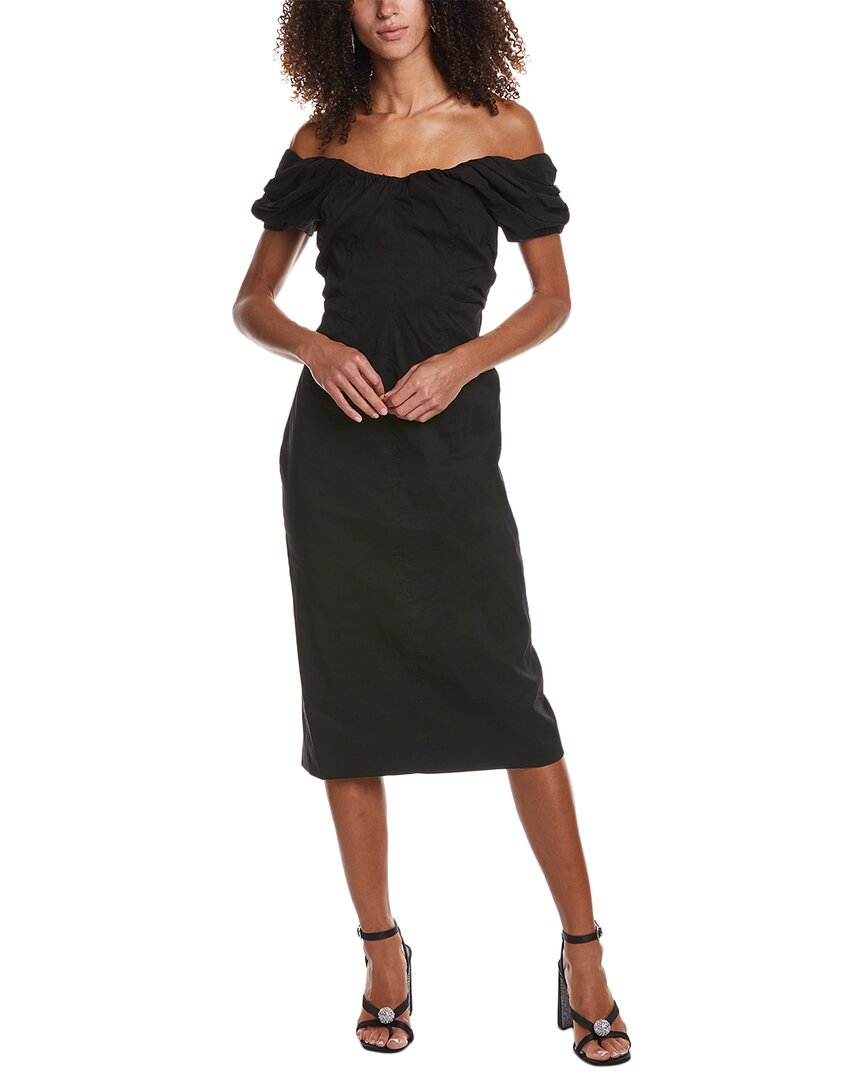 A.L.C. Nora Linen-Blend Midi Dress - Black A.L.C. Nora Linen-Blend Midi Dress - Black