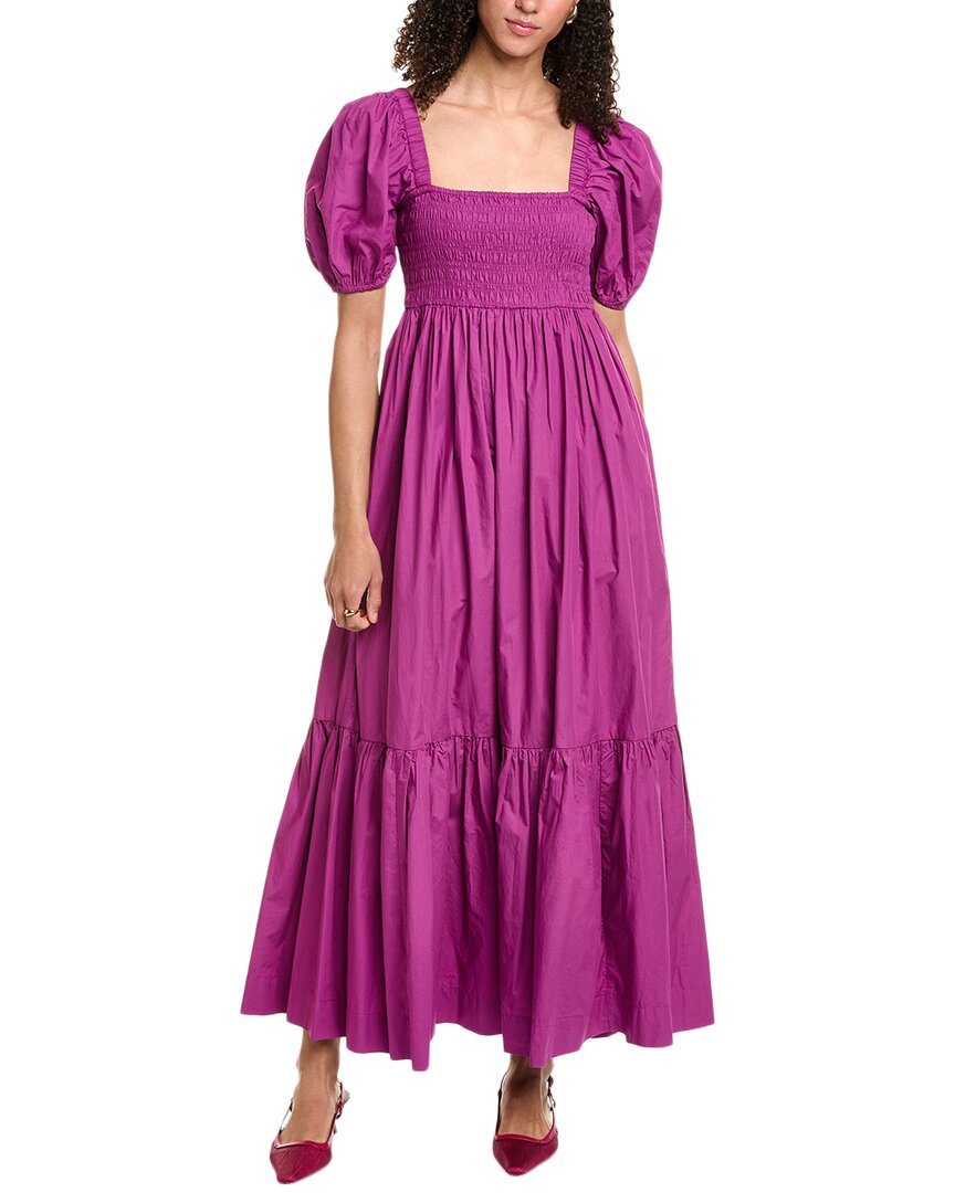 ganni poplin maxi dress Ganni Poplin Smocked Maxi Dress, Purple / 32