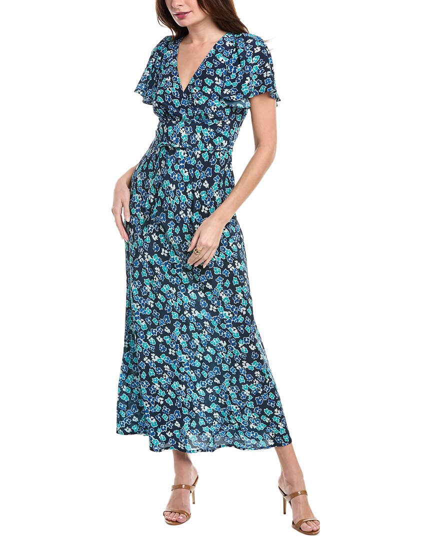 faithfull the brand blue floral dress Faithfull The Brand Saturnia Silk Midi Dress