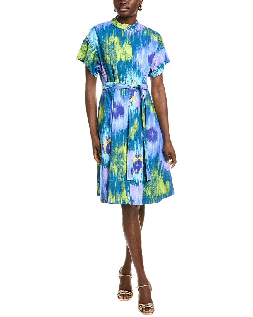 Natori Womens Multi Floral Midi Dress, M, Blue