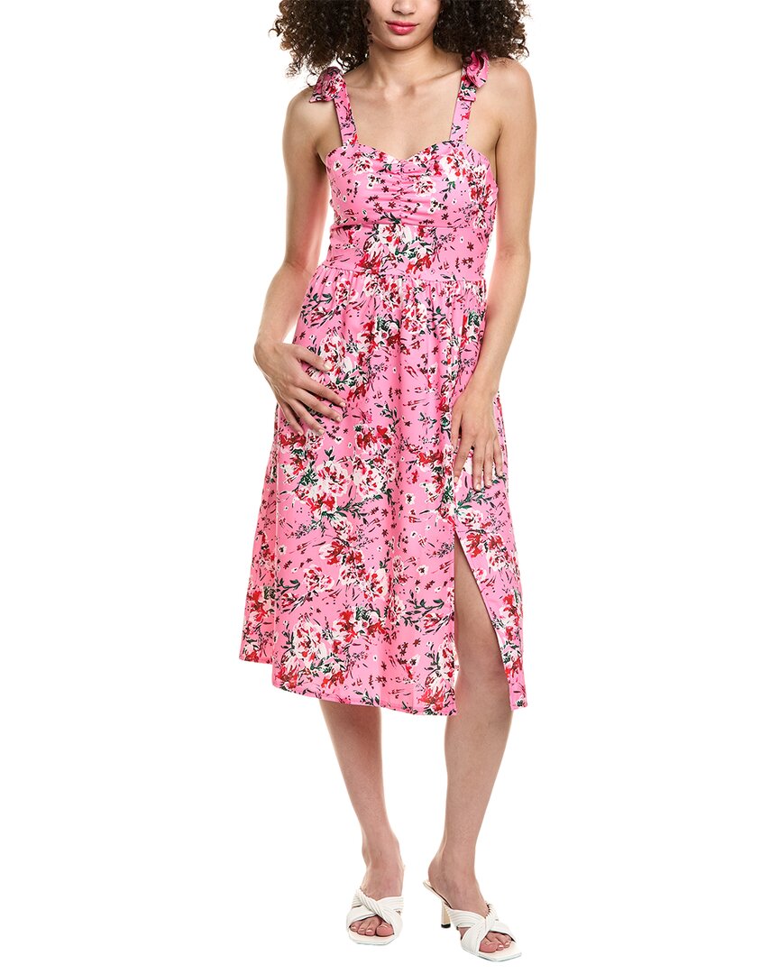 pink floral shoulder tie midi dress Colette Rose Tie Shoulder Midi Dress - Pink
