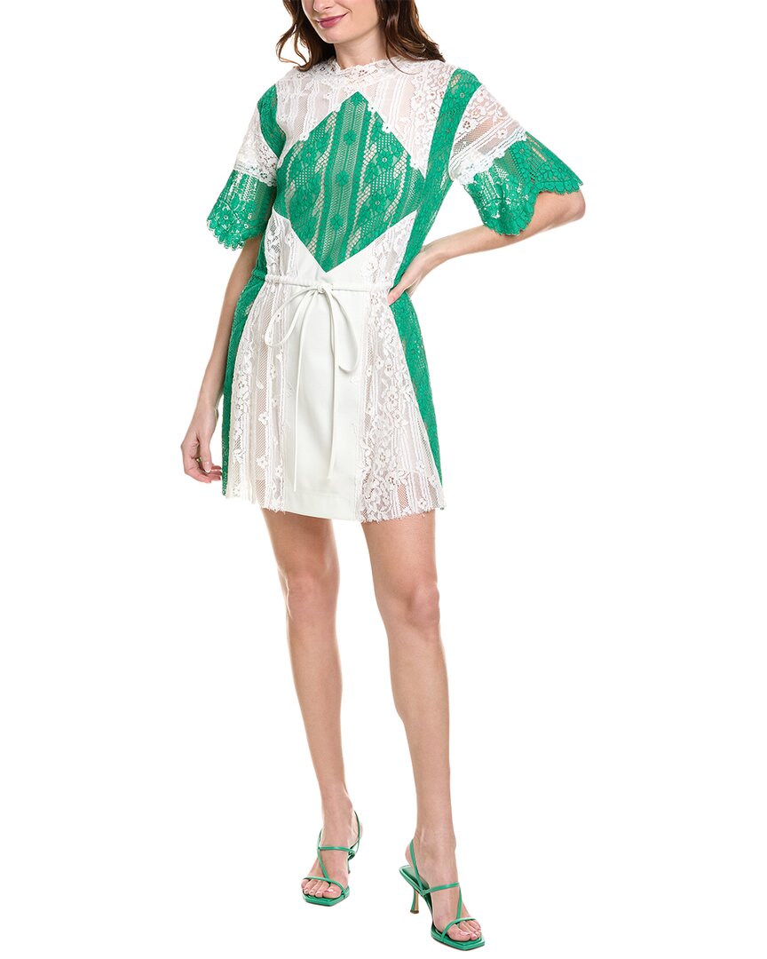 chinese dress ladies Valentino Womens Lace Silk Mini Dress, 40, Green