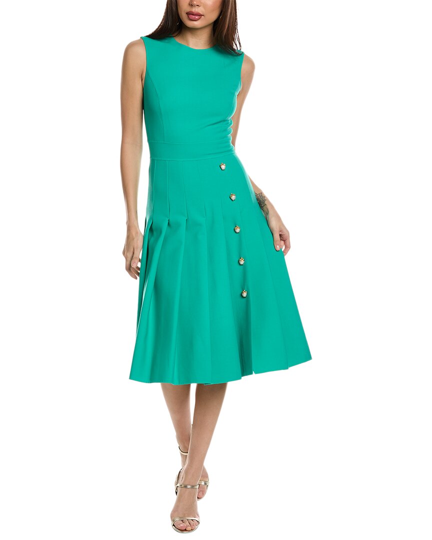 Oscar de La Renta Pleated Wool-Blend A-Line Dress Oscar de La Renta Pleated Wool-Blend A-Line Dress