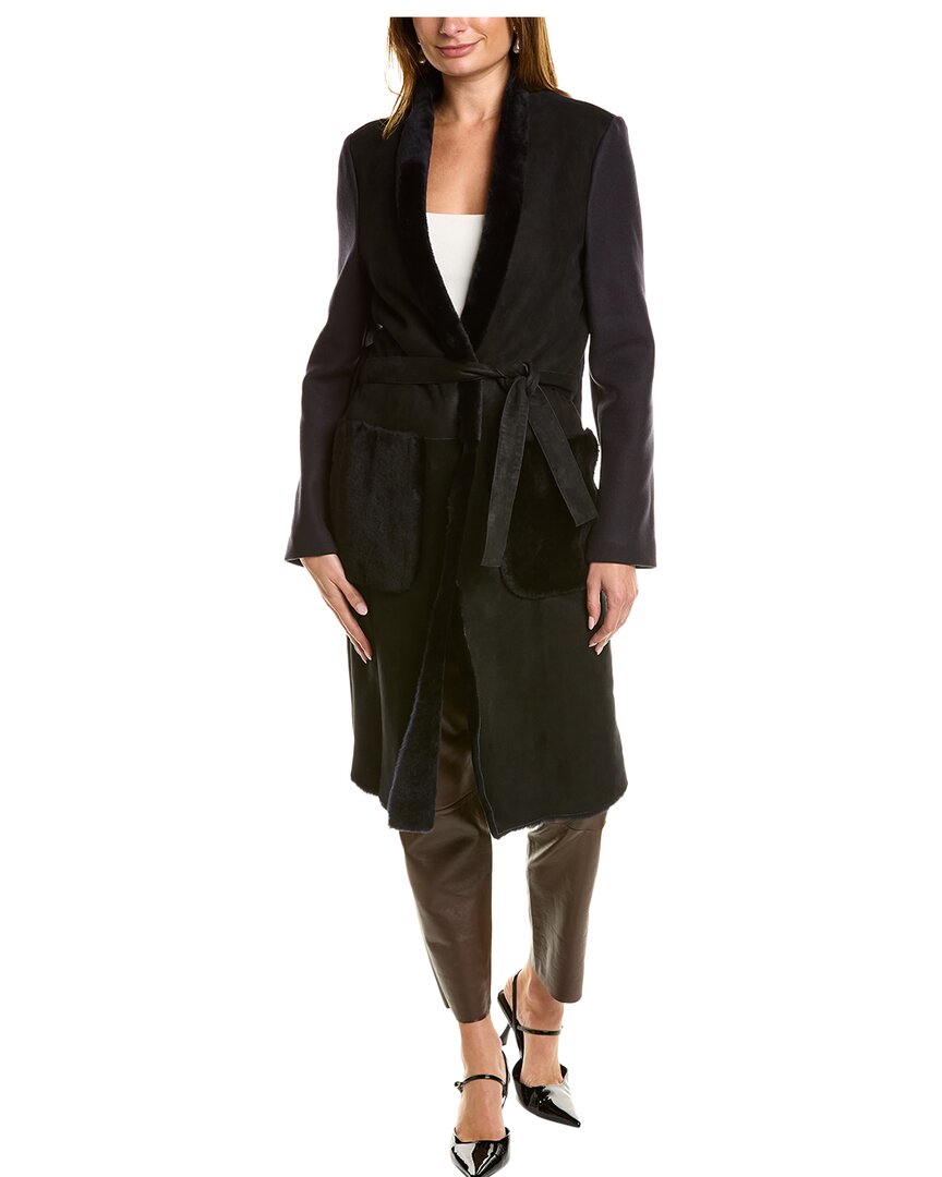 Piazza Sempione Leather-Trim Wool Coat – Bluefly
