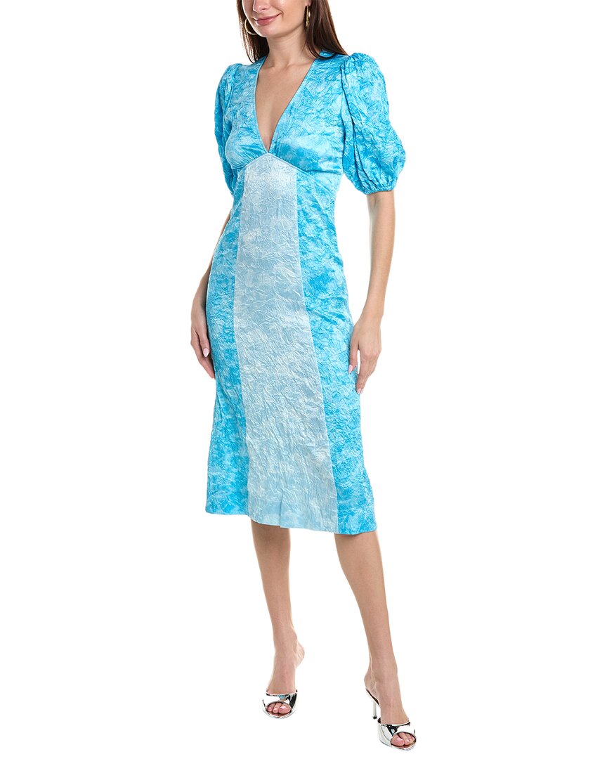 Ganni Crinkled Satin Midi Dress