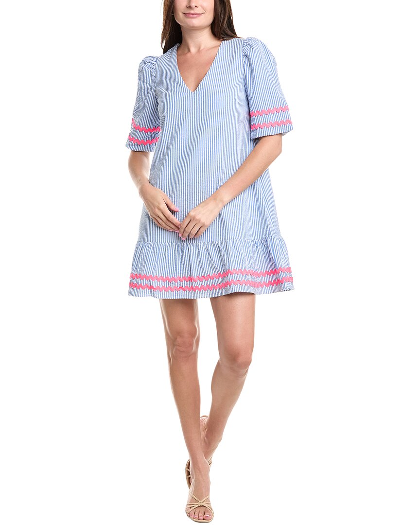 blue resort wear dress Sail To Sable V-Neck Puff Sleeve Mini Dress – Bluefly
