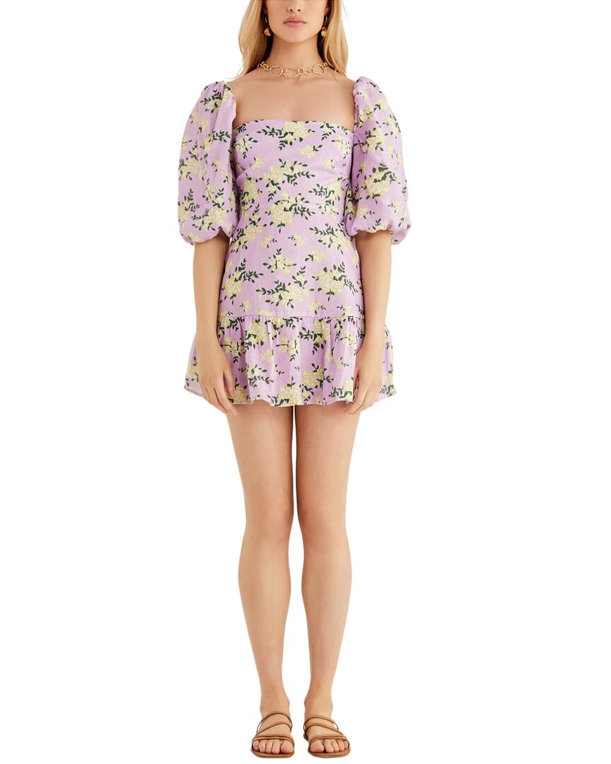 strapless open back dress Rumer Lilac Floral Linen Mini Dress – Bluefly