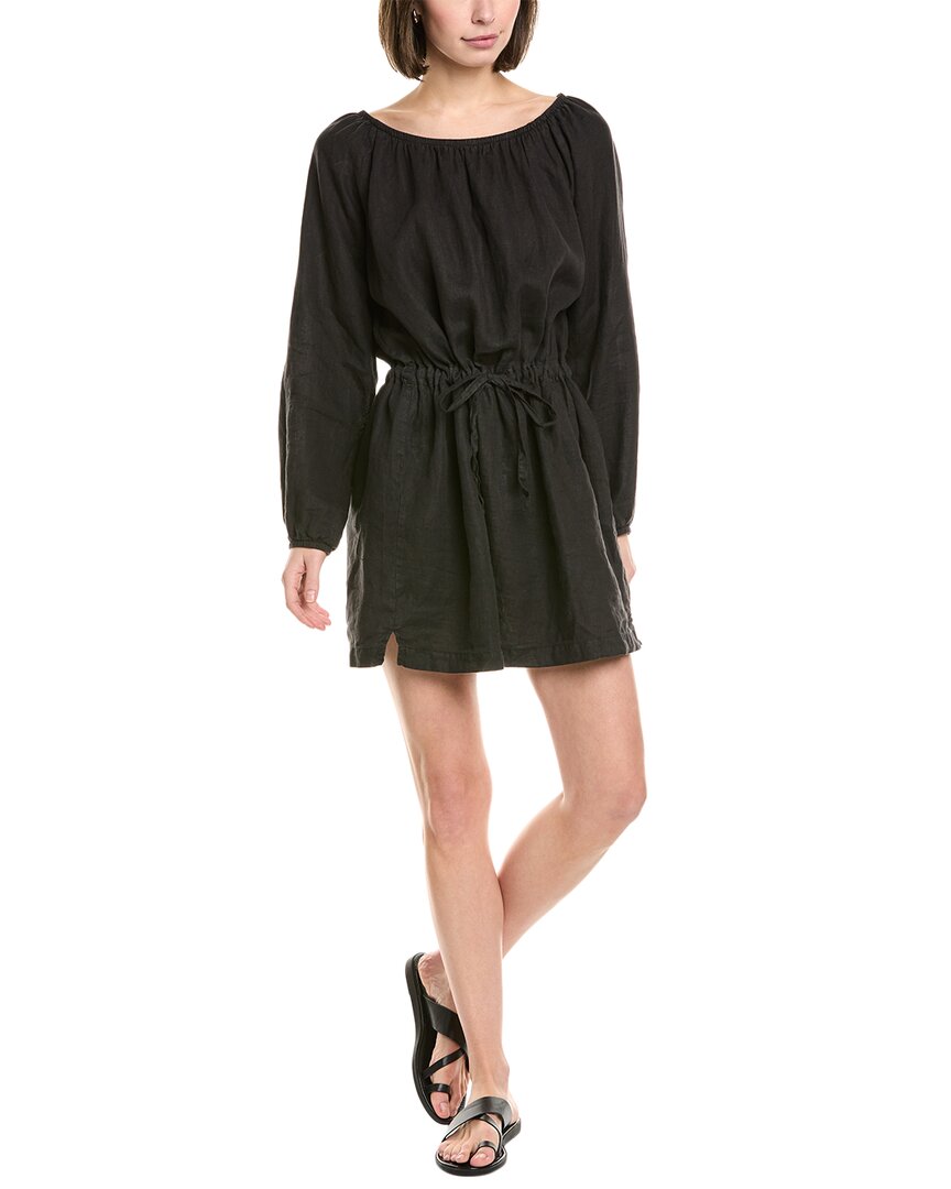 James Perse Gathered Linen Mini Dress, Black / 0