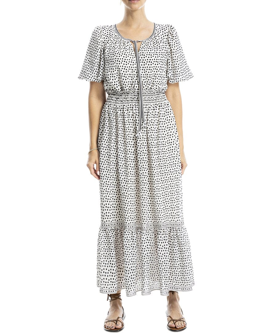 Max Studio Tie Neck Bubble Sleeve Tiered Maxi Dress Bluefly Max Studio Tie Neck Bubble Sleeve Tiered Maxi Dress Bluefly