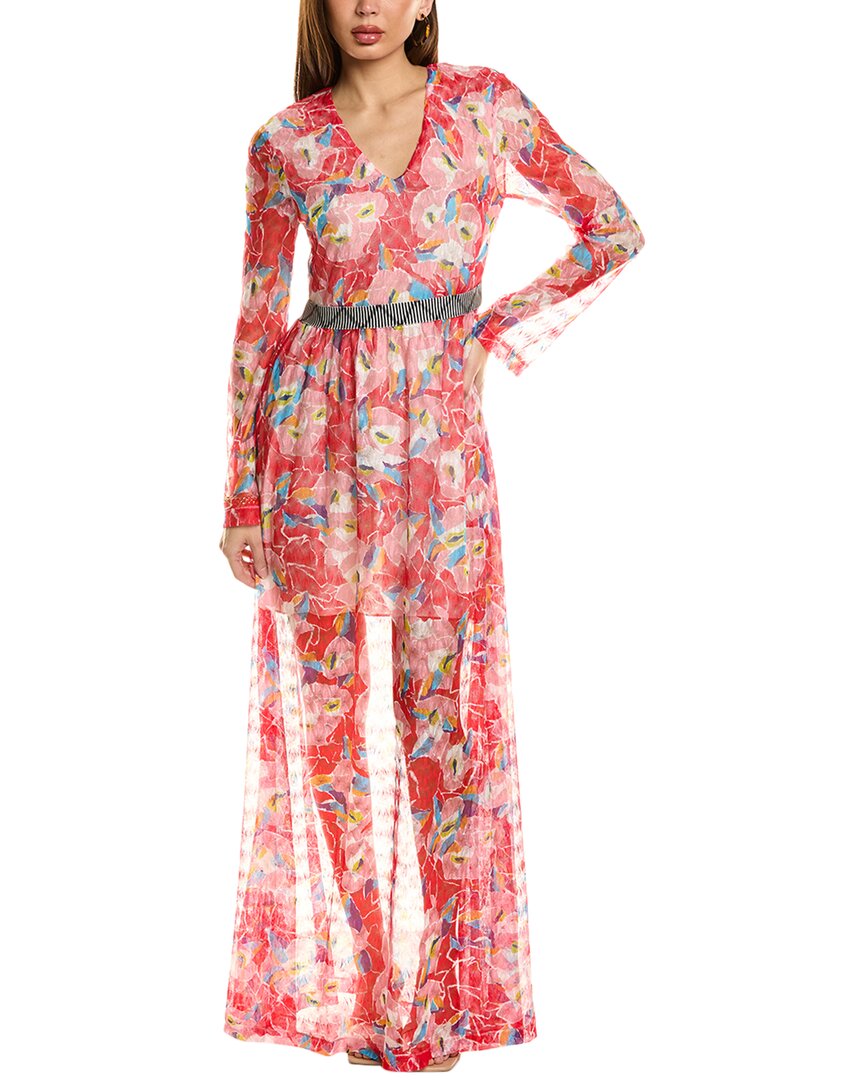 chinese dress ladies Missoni M Pastel Green and Pink Gold Stripe Knit Sleeveless Maxi Dress