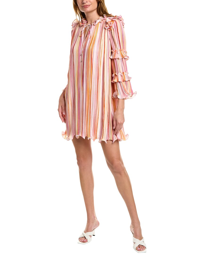 pleated shift dress Adrianna Papell Women's Mockneck Chiffon Jersey Dress, Magenta, 16