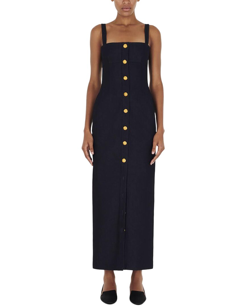 adam lippes denim dress Adam Lippes Stretch Denim Sleeveless Asymmetrical Dress w/ Buttons : 6