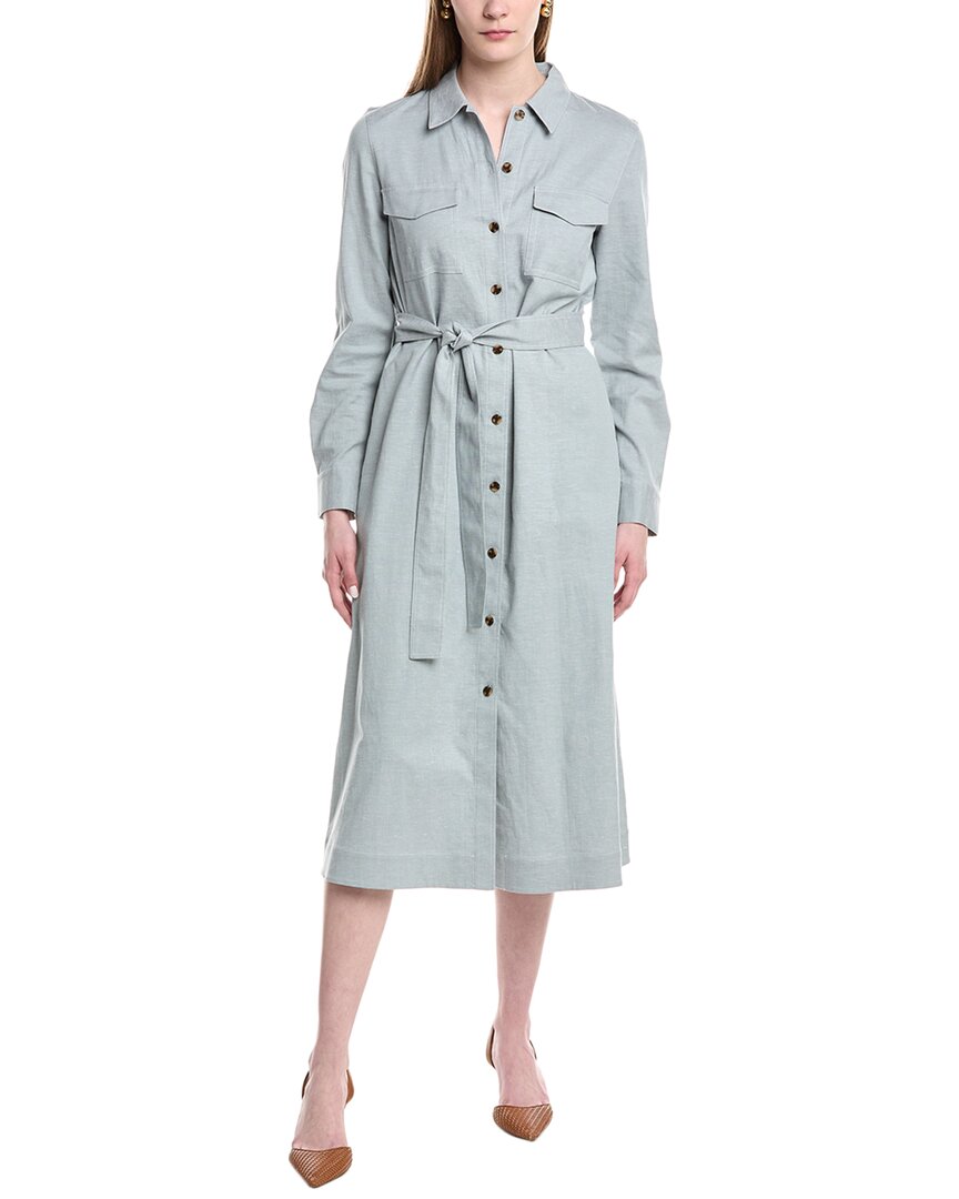 Lafayette 148 New York Sonny Linen-Blend Dress - Blue - Large