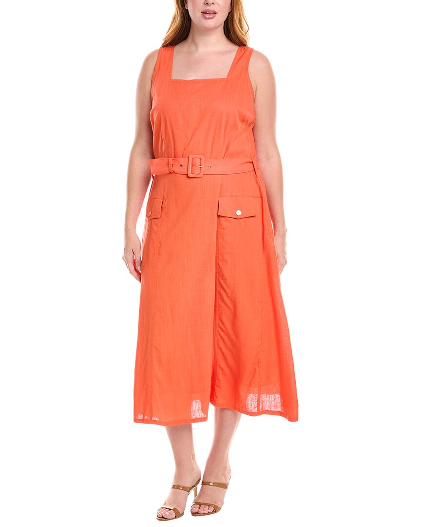 Tahari Asl Plus Linen-Blend Midi Dress