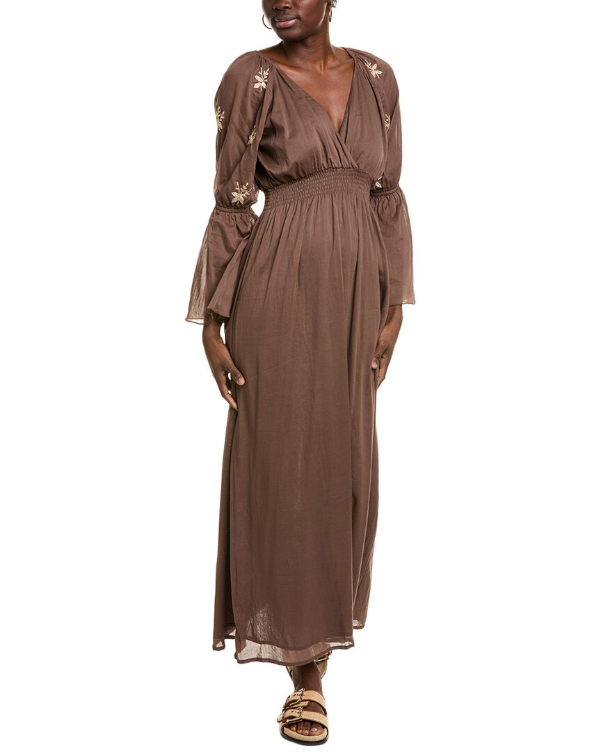 Phie Collective Golden Flower Maxi Dress, Brown Multi / Regular 4 (S)