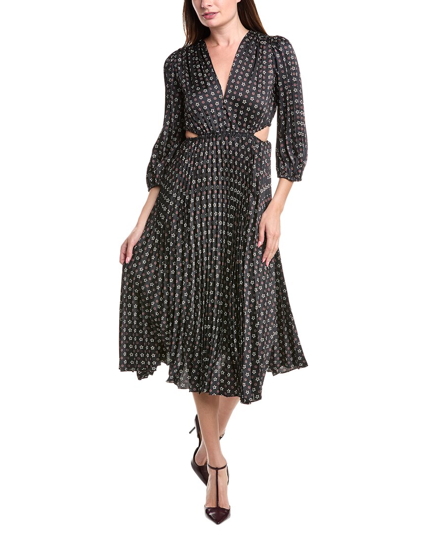 sandro midi dresses Pleated Dress floral guipure lace Color:Brown/Gold Massimo Dutti Flowing Satin olivia