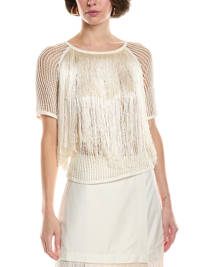 【新品】airy fringe sheer tops(white) White Lace Top With Fringe | Lace Tango Tops – conDiva