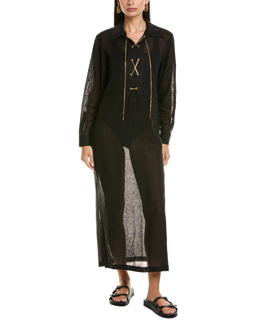 Michael Kors Collection Garza Crepe Lace-Up Maxi Dress
