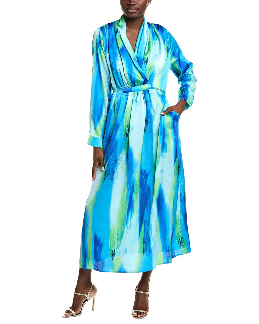 white christmas dresses Gracia Womens Satin Print Maxi Dress, S, Blue