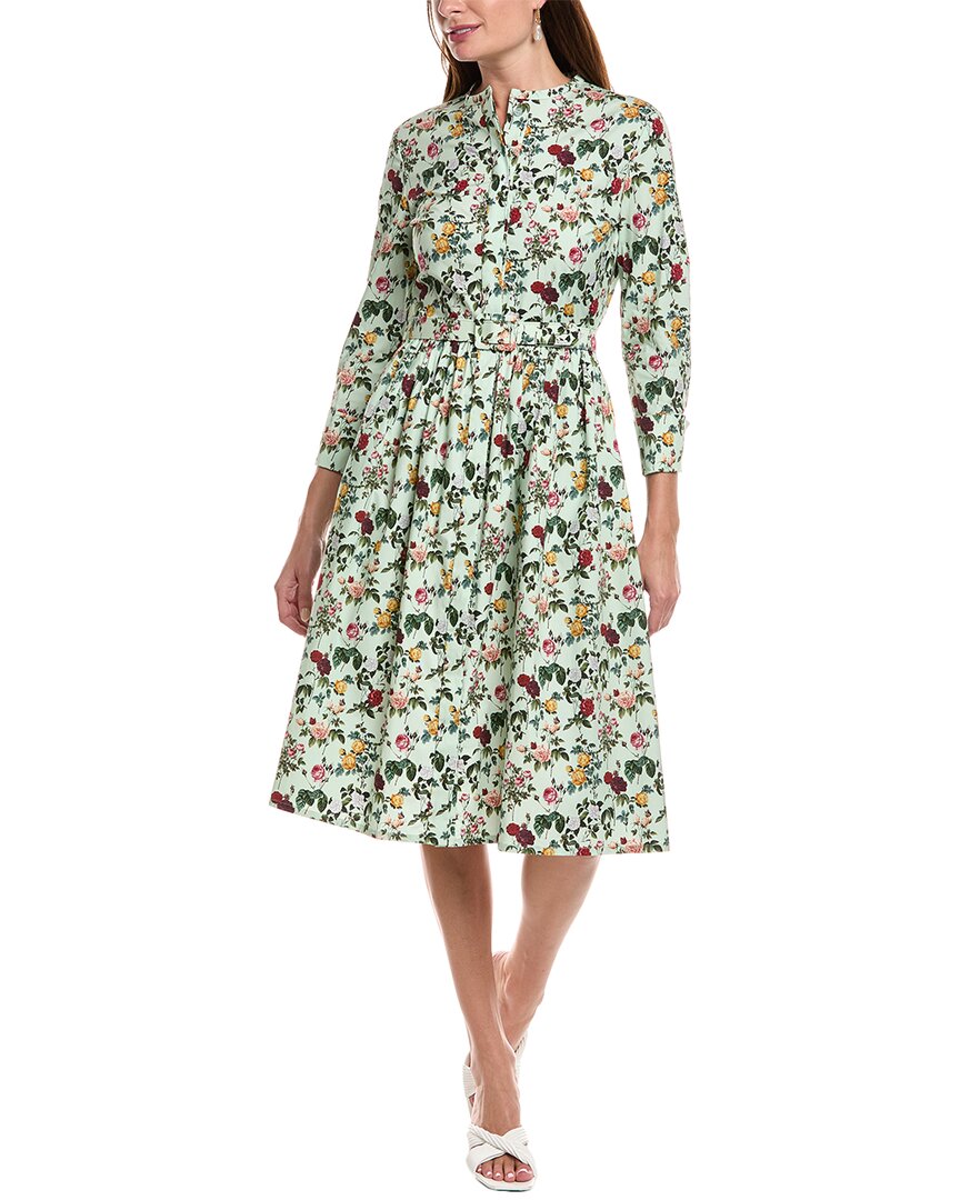 green emerald velvet dress Oscar De La Renta Midi Dress