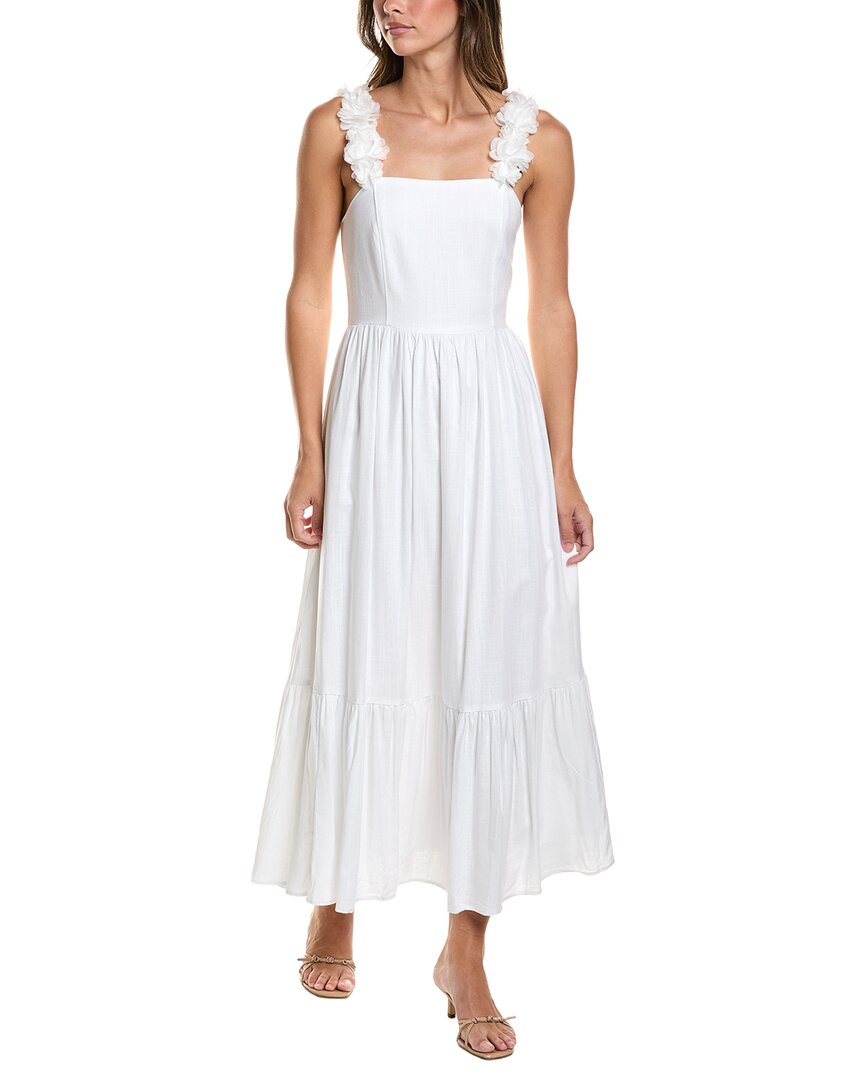 cece midi dress Floral Strap Tiered Women's Dress Ultra White : LG Flattering empire waist with Maxi Dress Woolworths Ladies traditional attire Size:1X/3X