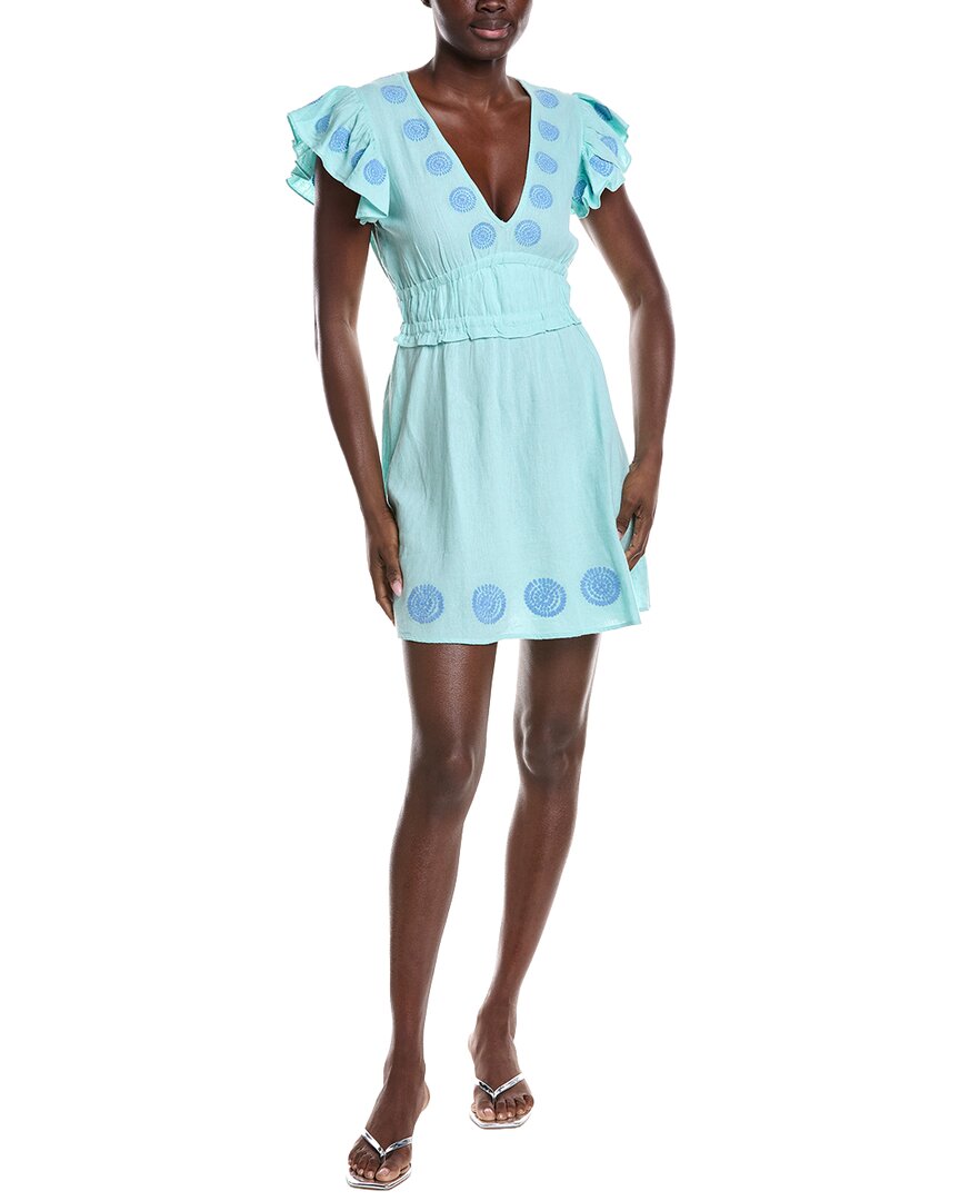 v neck linen blend mini dress Sail To Sable V-Neck Flutter Sleeve Linen-Blend Color:#42-Dark Teal Nude bodycon dress Size Care Instructions burningman outfit