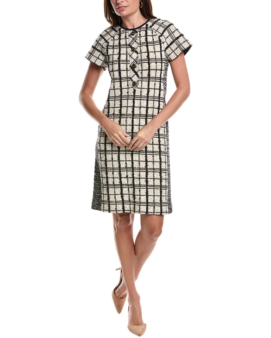 St. John Women's Plaid Slub Tweed Sheath Dress - Ecru Black