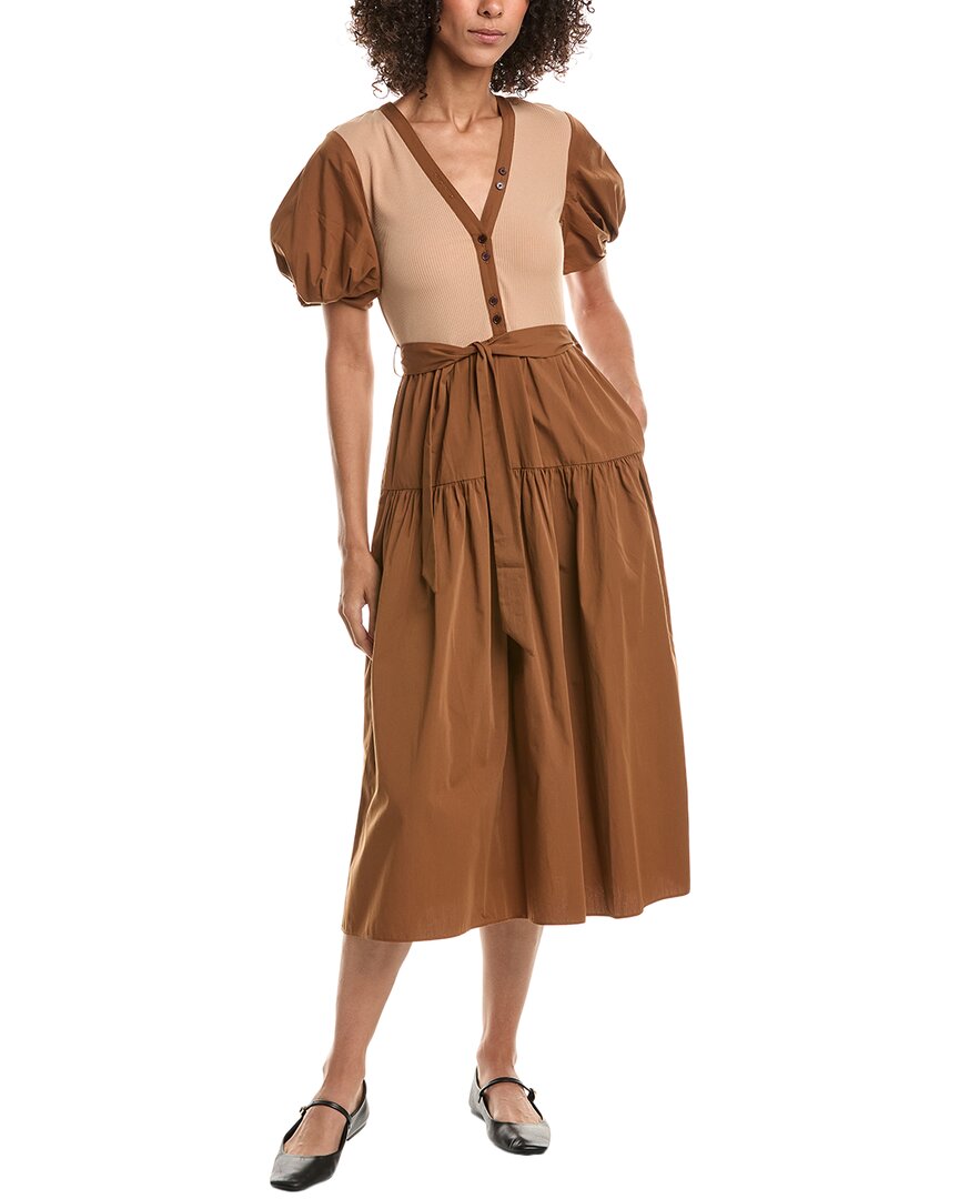 brown mixed media dress Derek Lam 10 Crosby Natalia Dress, Multi / 4 special occasions Shoe Height Map:LOW-TOP Sleeveless Flippy Hem Mini Color:Crystal Black
