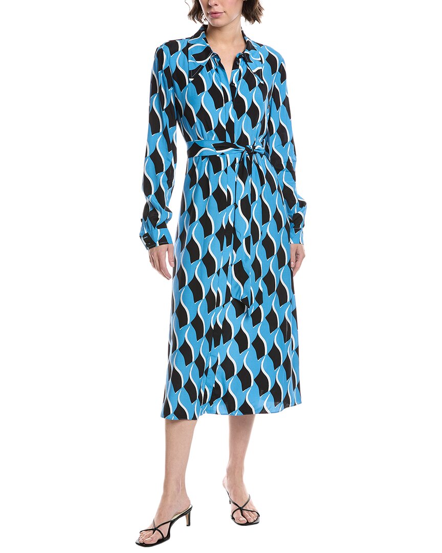 diane von furstenberg blue dress Diane Von Furstenberg New Jeanne Leaf Print Long Sleeve Silk Wrap Dress In Fuji Dusk Blue at Nordstrom, Size Small