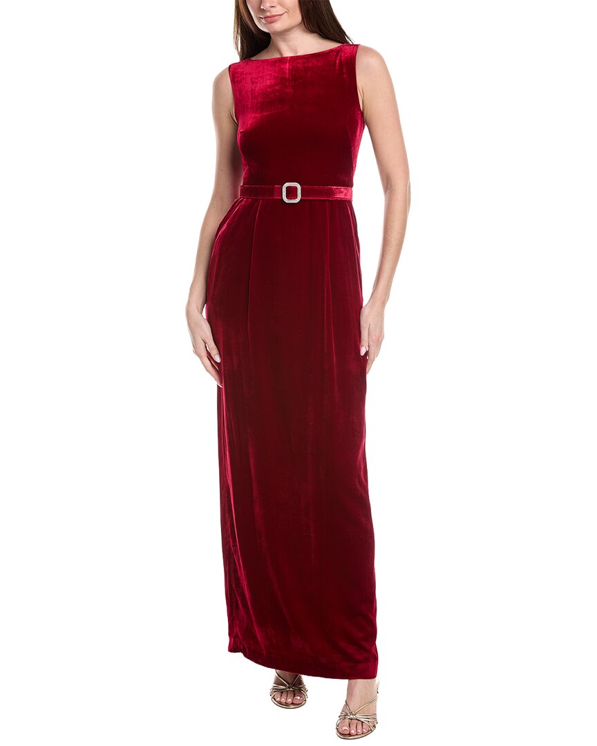 trina turk maxi dress Vedda Velvet Belted Sleeveless , Vixen Red / 0 tweed dress short sleeve Jenny - Dreaming, sparkling Dry clean only Size:38 (US 8)