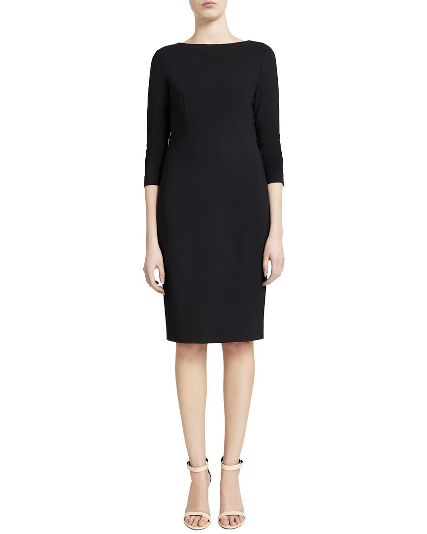 Theory Long-Sleeve Sheath Dress in Sevona Stretch Wool - Black