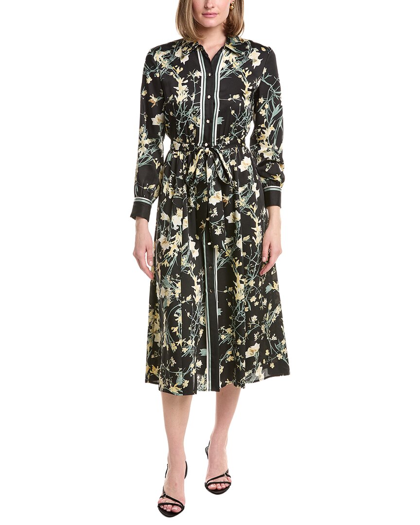 Anne Klein Women's A-Line Midi Shirt Dress, Black, 8