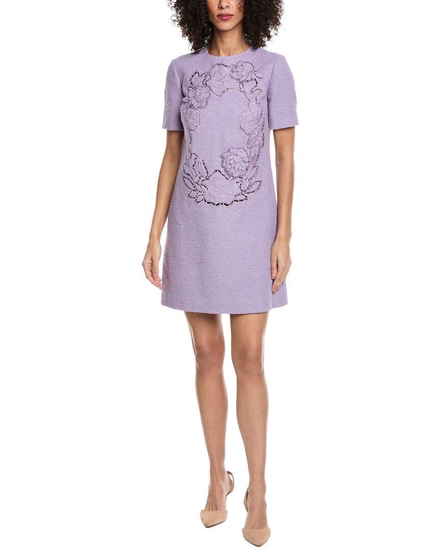 Oscar de La Renta English Rose Cutout Tweed Shift Dress - Floral Oscar de La Renta English Rose Cutout Tweed Shift Dress - Floral