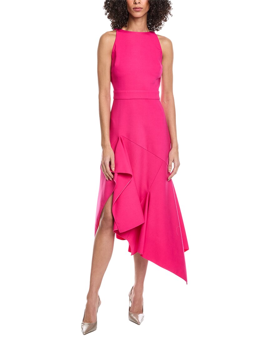 Oscar de la Renta Asymmetrical Drape Wool-Blend Maxi Dress