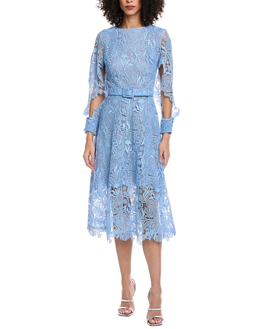 Oscar De La Renta Bellflower Guipure Silk-Lined Midi Dress – Bluefly