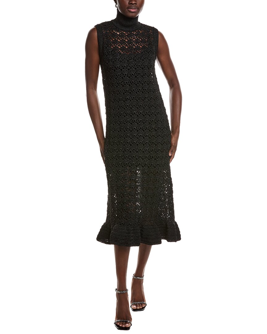 Ganni High Neck Crochet Midi Dress