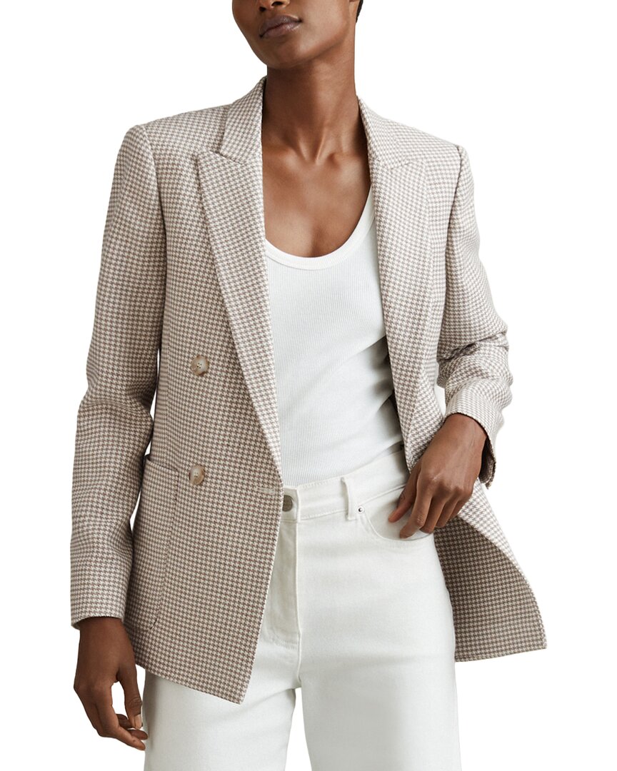 Reiss Ella Double-Breasted Textured Check Wool-Blend Blazer – Bluefly