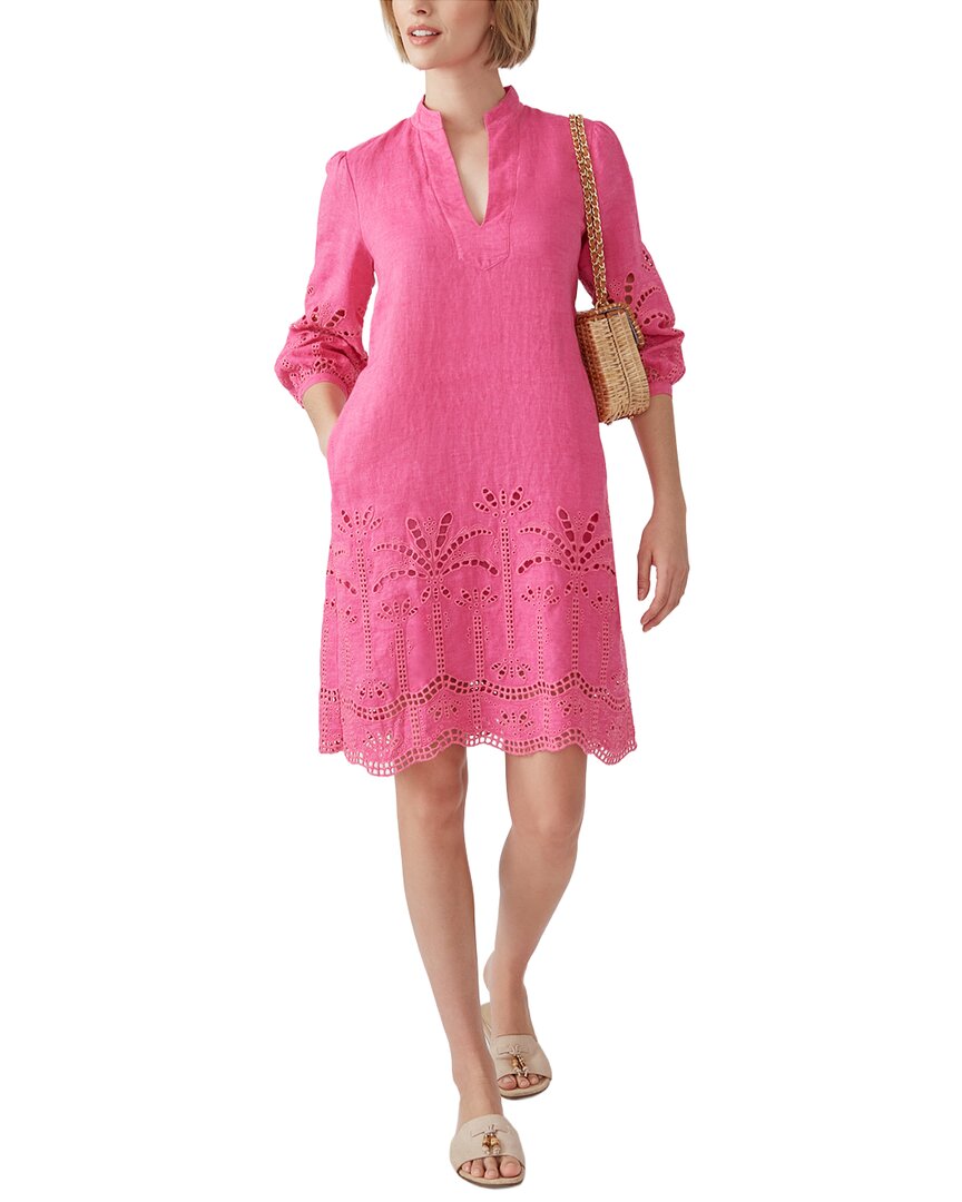 j mclaughlin linen dress J.McLaughlin Woven Eyelet Split V-Neck 34 Sleeve Dress, Womens, S, Persian Pink A softer Clearance Plus Size Maxi Color:Sky/Sparkle Navy Category_Most Wanted/Selected/Danique's faves
