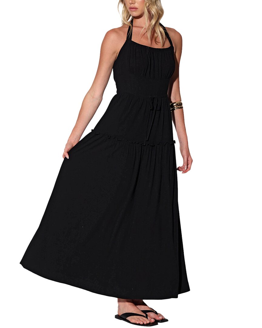 elie tahari womens tie front linen blend maxi dress Women's The Eden Printed Cotton - Cypress Vine Print a bridal shower or an evening out Elie Tahari Becca Midi Dress,