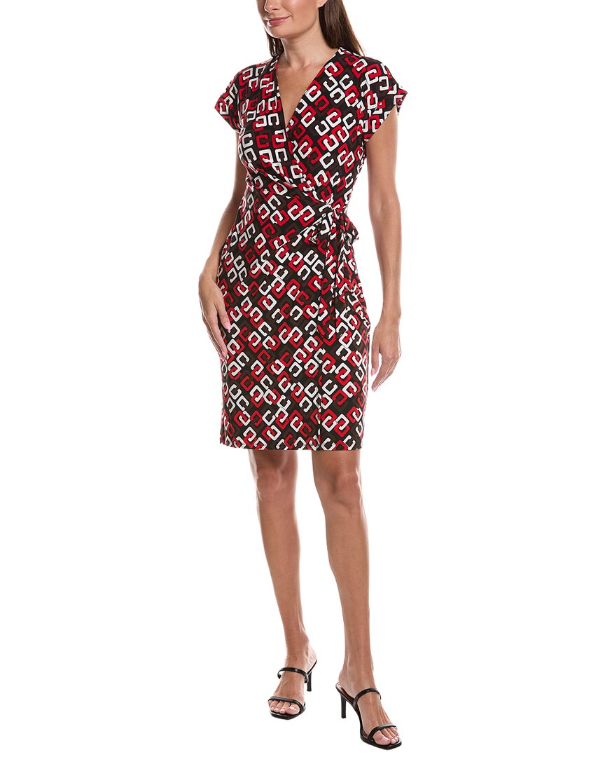 Anne Klein Women's Flutter Sleeve Wrap Dress, Red, XL